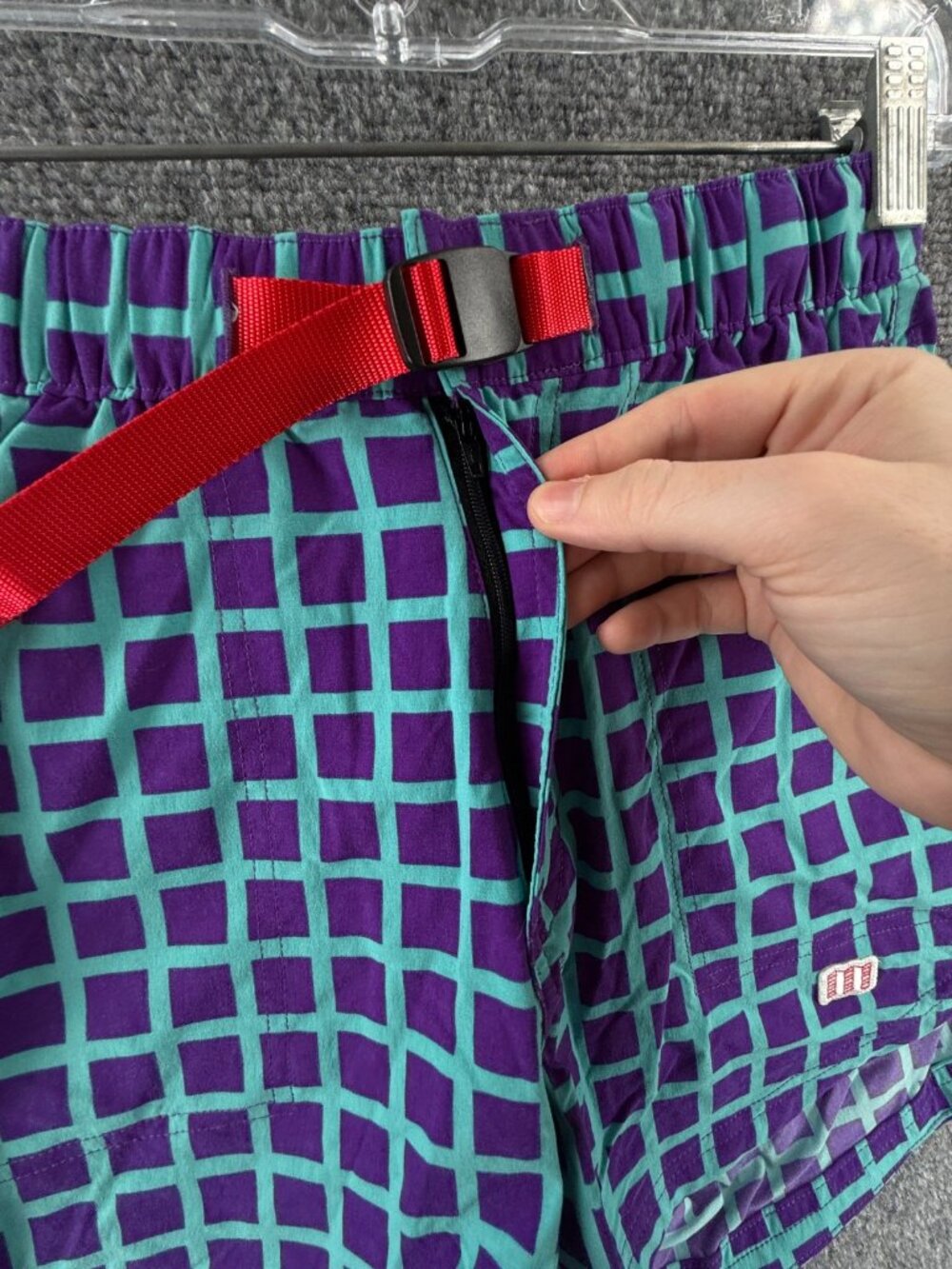 Topo Designs Purple Blue Geometric Shorts Belted XS Women Nylon Stretch Adult - Picture 7 of 14